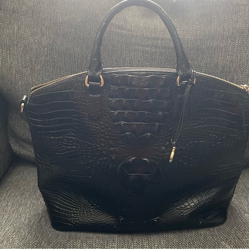 Brahmin Duxbury Satchel Black Crocodile-Embossed Tote